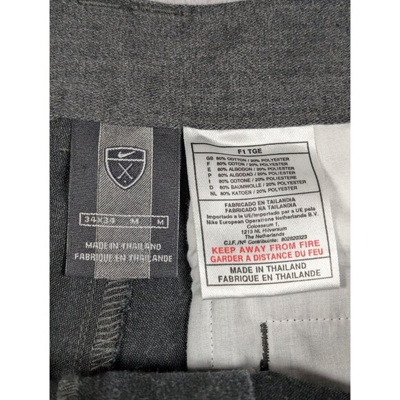Nike Golf Pants Mens Medium 34x34 Charcoal Straight Leg Golf Casual Athletic - Picture 5 of 7